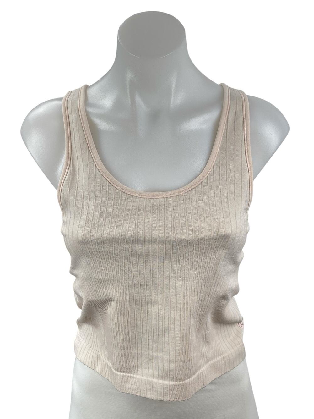 Lululemon Beige Ribbed Knit Scoop Neck Yoga Workout Athletic Tank Top Size 8